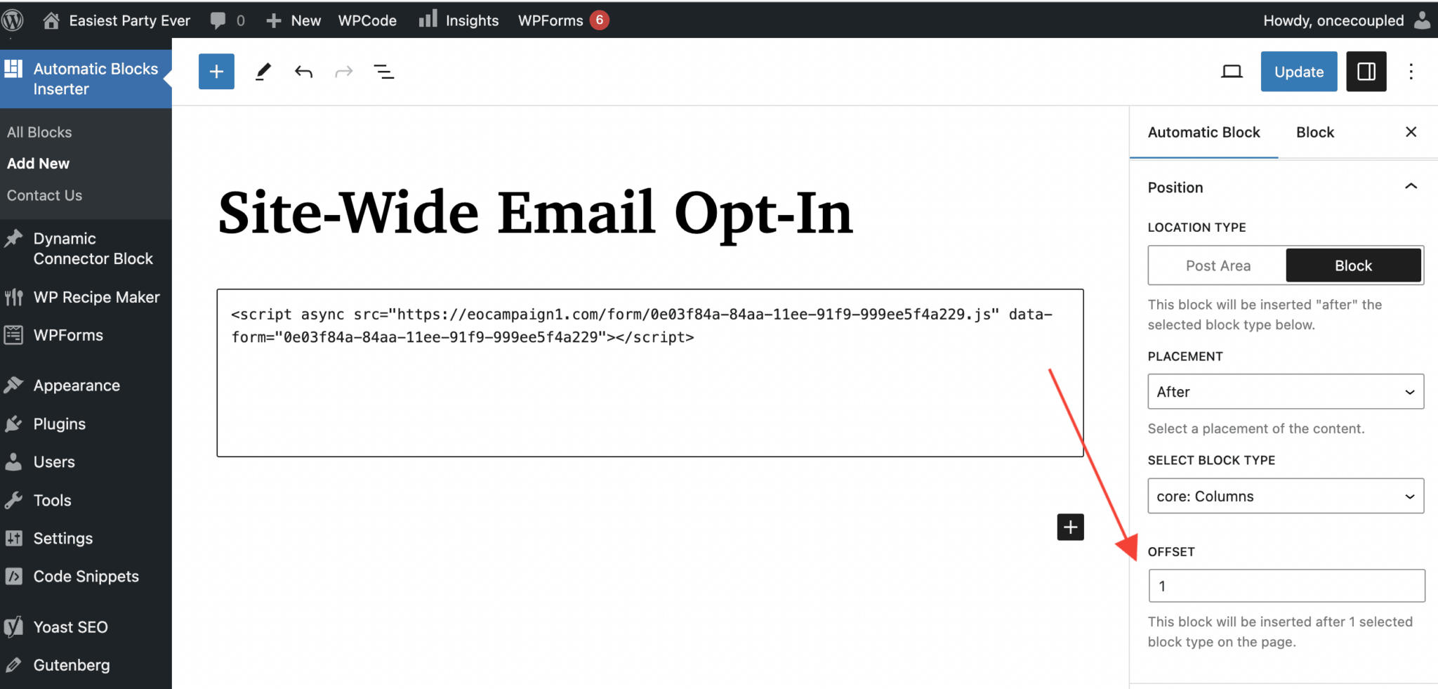 How to Bulk Insert a Site-Wide Email Opt-In using Automatic Block ...