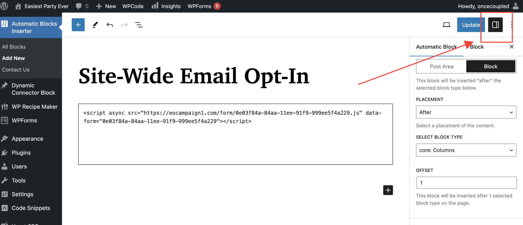 How to Bulk Insert a Site-Wide Email Opt-In using Automatic Block ...
